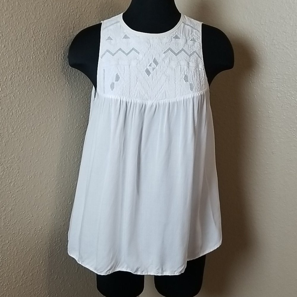Wilfred Ivory Embroidered Tank Top Small